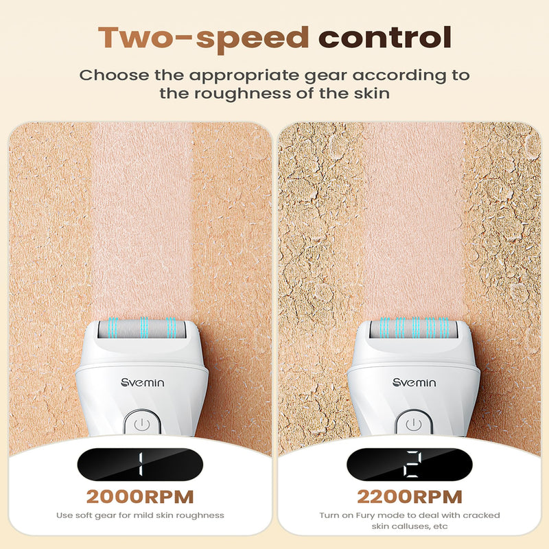 Electric Callus Remover for Feet - 2-Speed Rechargeable Pedicure Kit with 3 Rollers, IPX4 Waterproof Foot Scrubber & Digital Display | Professional Dead Skin & Callus Remover for Women/Men Silver - BeesActive Australia