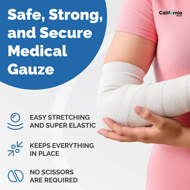 California Basics, Gauze Bandage Rolls with Tape (Pack of 36) - 4 Inch x 4 Yards Stretched Gauze Bandage, Breathable Gauze Wrap Used for First Aid Wound Care & Dressing, Bulk Gauze Rolls 4 Inch 36 Pack - BeesActive Australia