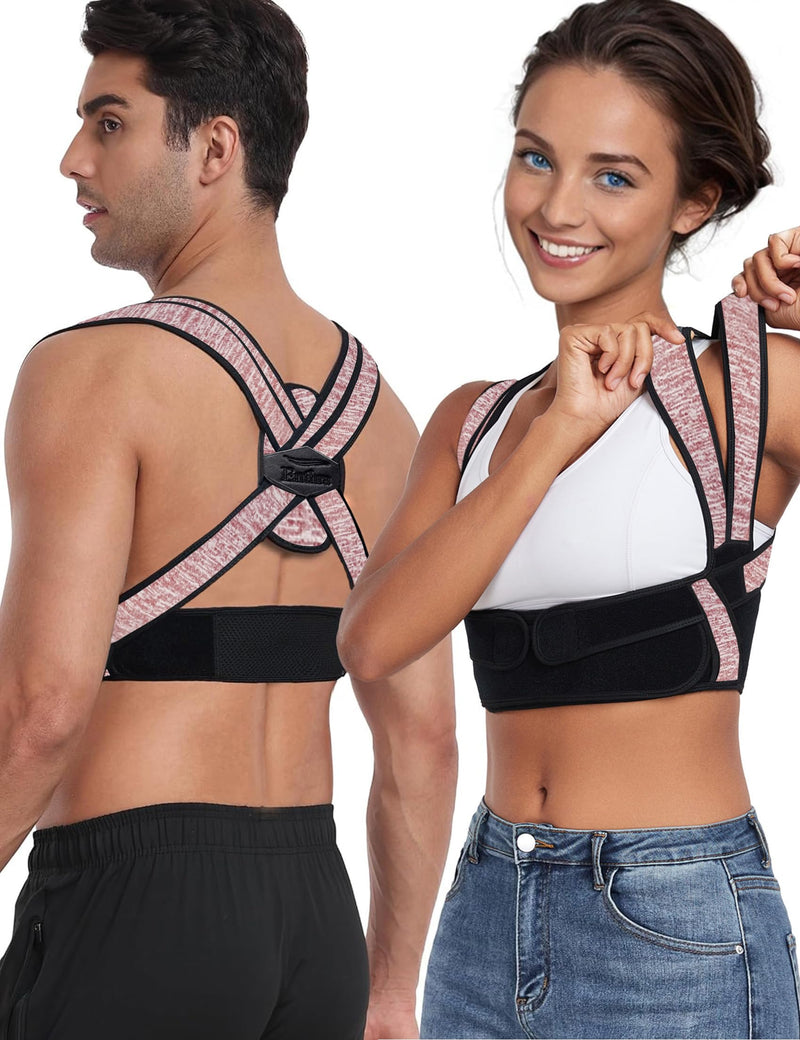 Posture Corrector for Women Men,BI-Straps Back Straightener - Bamboo Fiber Back Brace Posture Corrector - Instant Upper Back Pain Relief Pink M/L - BeesActive Australia
