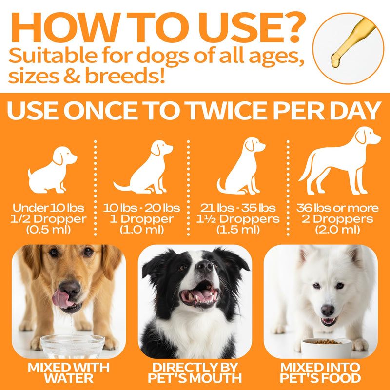 Flea and Tick Prevention for Dogs, Pets Oral Natural Supplement Drops with Multivitamin Care for All Breeds