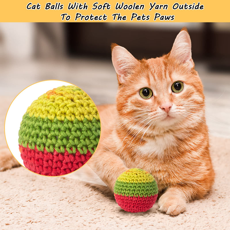 Retro Shaw Cat Toys Balls, Woolen Yarn Cat Ball Toy with Bell Inside, Cat Toys for Indoor Cats, Interactive Cat Chew Toys for Kitty Kitten, 6 Pack Multicolor - BeesActive Australia