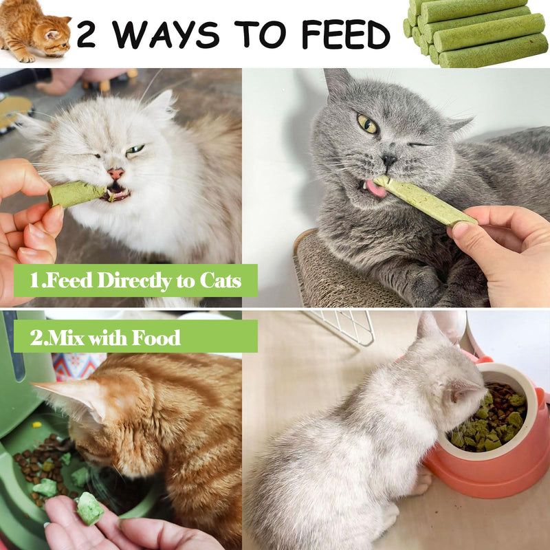 30g Cat Grass Sticks, Freeze Dried Cats Grass Teething Stick, Edible Cat Chew Toy for Teeth Cleaning Dental Health and Hairball Removal 30g