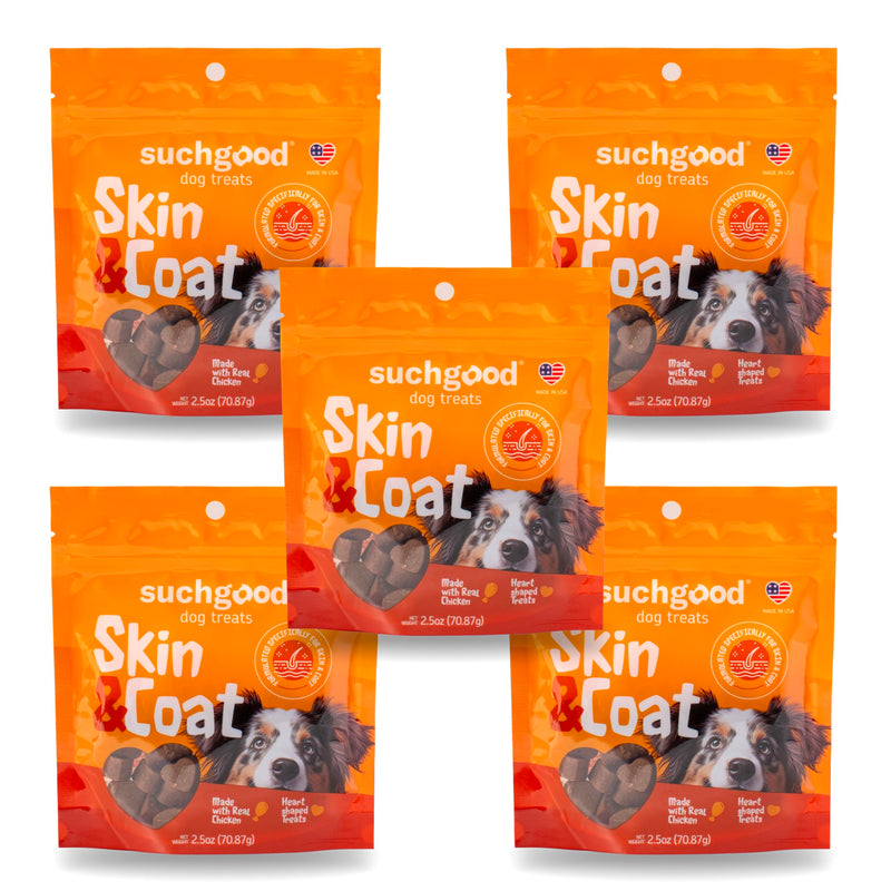 Ultra Chewy SuchGood Skin and Coat Supplement for Dogs - Omega Chews - Dog Fish Oil Supplements - Enhance Hair & Shine - Supports Healthy Coat & Skin - 175 Chews (Chicken Flavor, 5 Pack) 5 Pack (175 treats)