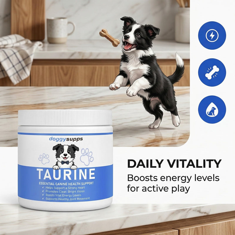 Doggy Supps Taurine Powder for Dogs, DoggySupps Taurine Supplement for Dogs, Grade Amino Acid Supplement for Heart, Vision & Daily Wellness, 200 Grams (1)