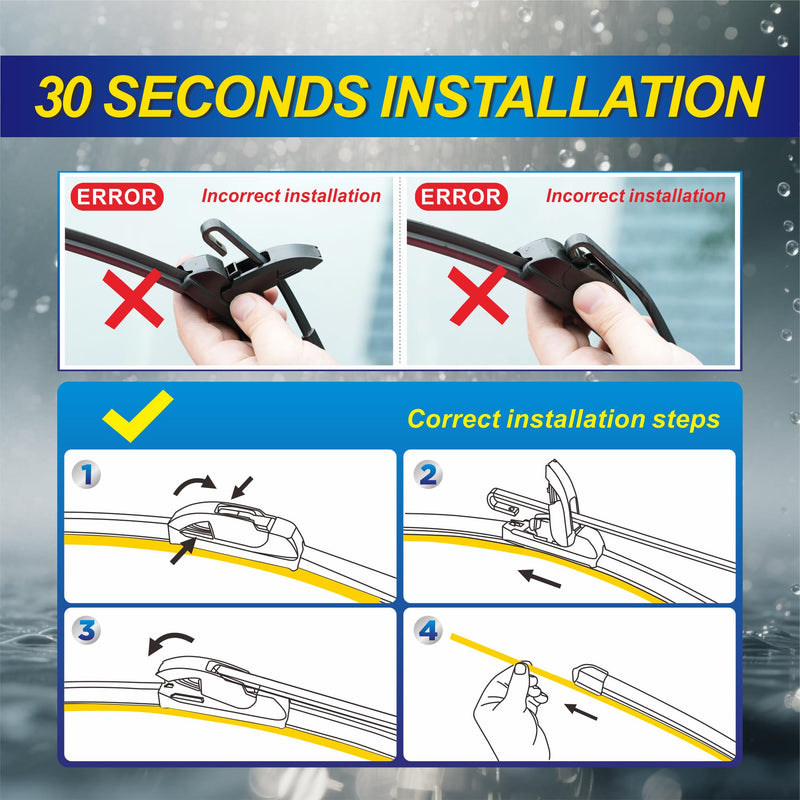 5 PLUS® Windshield Wiper Blades Replacement for 2023-2018 Jeep Compass Windshield Wipers (Pack of 3), Automotive Replacement Windshield Wiper Blades For My Car Water Repellent-24"/18"/10" 24"+18"+10AP(HOOK)