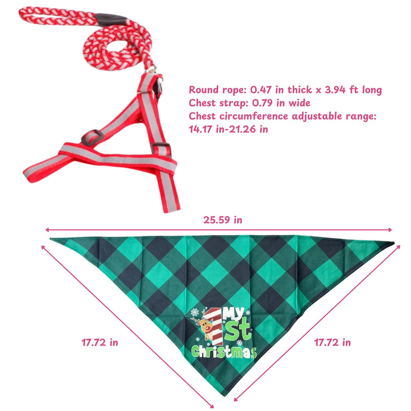 Miniature Pig Harness Leash with Christmas Scarf Set, Mini Pig Harness and Leash, Micro Pig Harness, Pigs Walking Harnesses and Leashes, Training Accessories for Small Hog Piggy Goats Dogs (Red, S) Red - BeesActive Australia