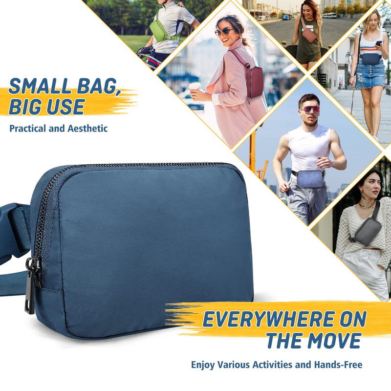 Crossbody Fanny Pack for Women Men:Small Runners Belt Bag with Adjustable Strap - Water Resistant Fashion Bum Bag, Mini Waist Bag for Running Travel Hiking Carrying All Phones,By ZOMAKE Small Blue