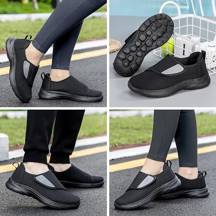 JFbaha Nursing Shoes, Nursing Shoes, Men's, Women's, Slip-on Rehabilitation Shoes, Sneakers, Lightweight, Anti-Slip, Elderly, Velcro, Indoor Shoes, Outdoor, Fall Prevention, 3E, Wide, Soft, Walking, -  Australia