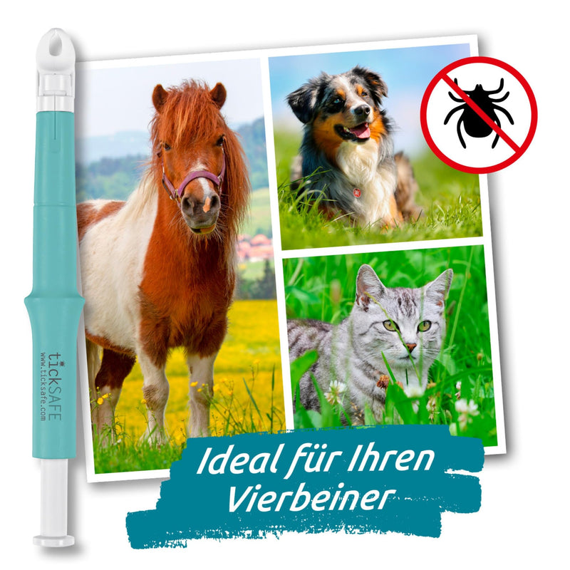 tickSAFE tick gripper with rotating gripper head for use on animals | The better alternative to tick tweezers - no squeezing, pulling or pressing - simply unscrew gently 1 piece of turquoise (animal) - BeesActive Australia
