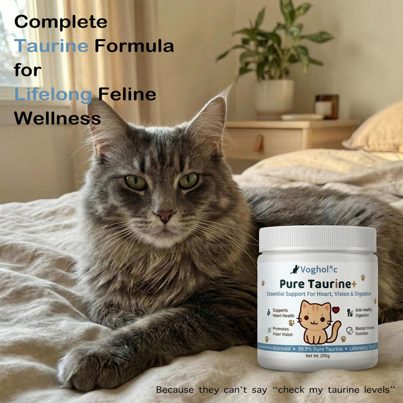 Taurine for Cats - Taurine Powder Supplement for All Ages Including Kittens - Pure Taurine for Heart Vision Vitality & Coat and Immune Health Unflavored (6oz)