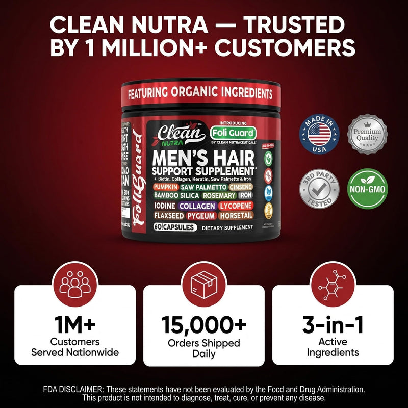 Hair Growth Supplement For Men | Biotin Hair Vitamins Collagen Pumpkin Seed Saw Palmetto Iron Ginseng Bamboo Silica Rosemary Peppermint Keratin Selenium Iodine Flaxseed Horsetail Vitamin A C D3 E B12 1