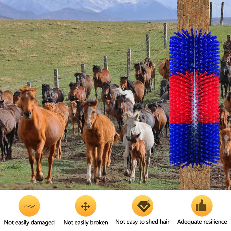 Scratching brush for horse cow, semi-round horse brushes 40cm cow brush universal scratching brush nylon scratching mat massage brushes for sheep horse cow hippopotamus, red blue - BeesActive Australia