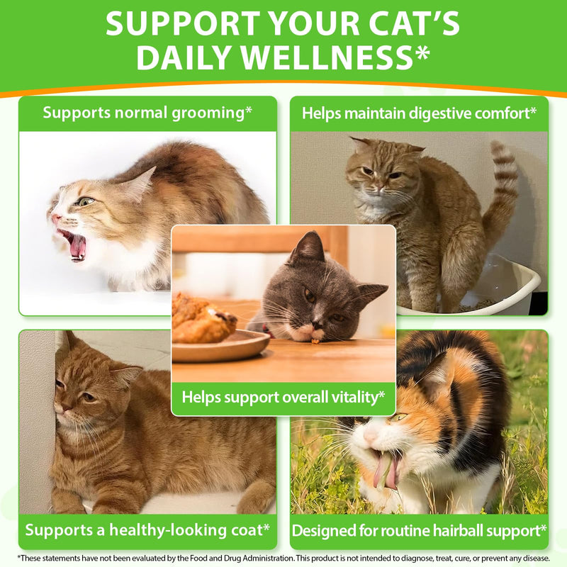 Hairball Remedy for Cats, Cat Hairball Treatment, Promotes Natural Passage of Hairballs, Hairball Treats for Cats, Prevent & Remove Hairballs