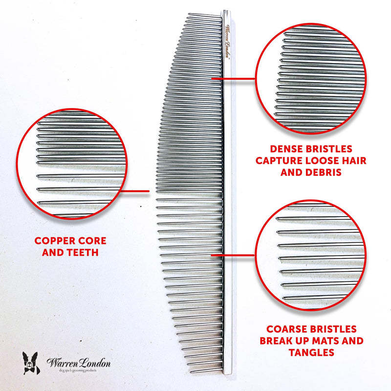 Warren London Copper Crescent Detail Comb for Dogs | 6.5 inches | Comfort Control Durability and Detail for Small Medium and Large Dogs | Ergonomic Dog Cat Grooming Pet Supplies Deshedding Mat Tool - BeesActive Australia