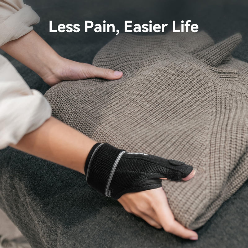 AGPTEK Trigger Thumb Splint for Women Men Right & Left Hand, Thumb Spica Support Brace Breathable with Metal Splint, Thumb Stabilizer for Arthritis, Tendonitis, Sprains, Carpal Tunnel Pain Relief, L Black Large