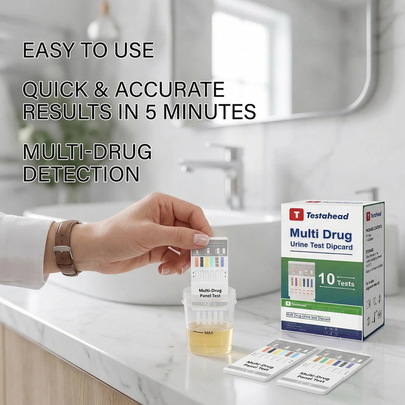 T TESTAHEAD Drug Test Kit 10 Pack, Home Drug Tests, 6 Panel Drug Test Urine, Tests for Marijuana (THC),COC,OPI 2000,AMP,BZO,MET 6 Panel-10 Pack - BeesActive Australia