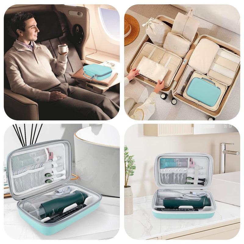 Water Flosser Travel Case, Portable Oral Irrigator Organizer, Sturdy Storage Case for Flosser, Electric Toothbrush, Toothpaste and Irrigator Accessories (Case Only) - Green - BeesActive Australia