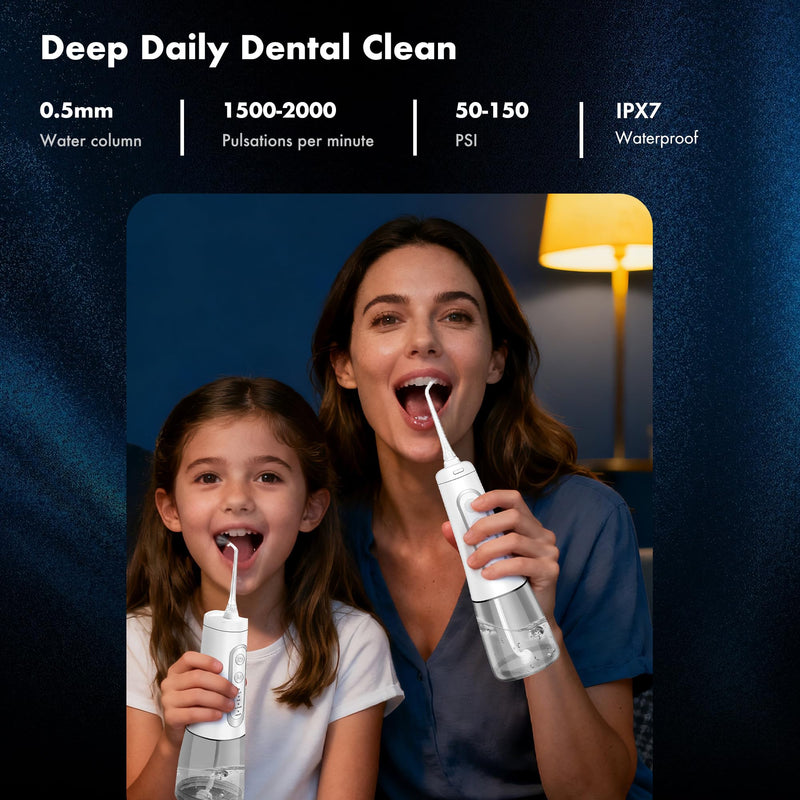 Dygoophy® K1 Cordless Water Flosser, Oral Irrigator 300ml Tank, IPX7 Waterproof, 4 Modes, 30-Day Battery, Quiet Design for Braces, Sensitive Gums & Complete Dental Care (White)