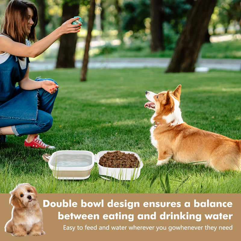 Travel Dog Bowls, Portable Food and Water Bowl for Dogs and Cats 2-in-1, Foldable Feeding and Food Storage Solution for Small & Medium Dogs, Ideal for Traveling & Camping (White, Small) white - BeesActive Australia