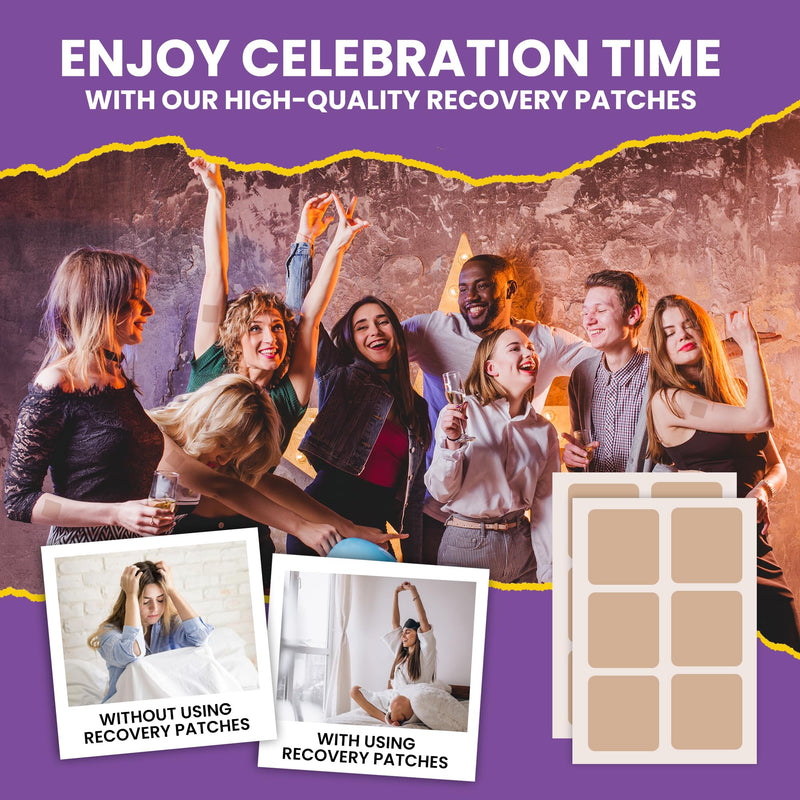 Recovery Patches 60 Pack - Wake Up Refreshed & Energized with Our 100% Natural Ingredients Patch for Party - Skin-Friendly & Waterproof - Apply Before Drinking - Enhanced Morning Formula 60 Patches