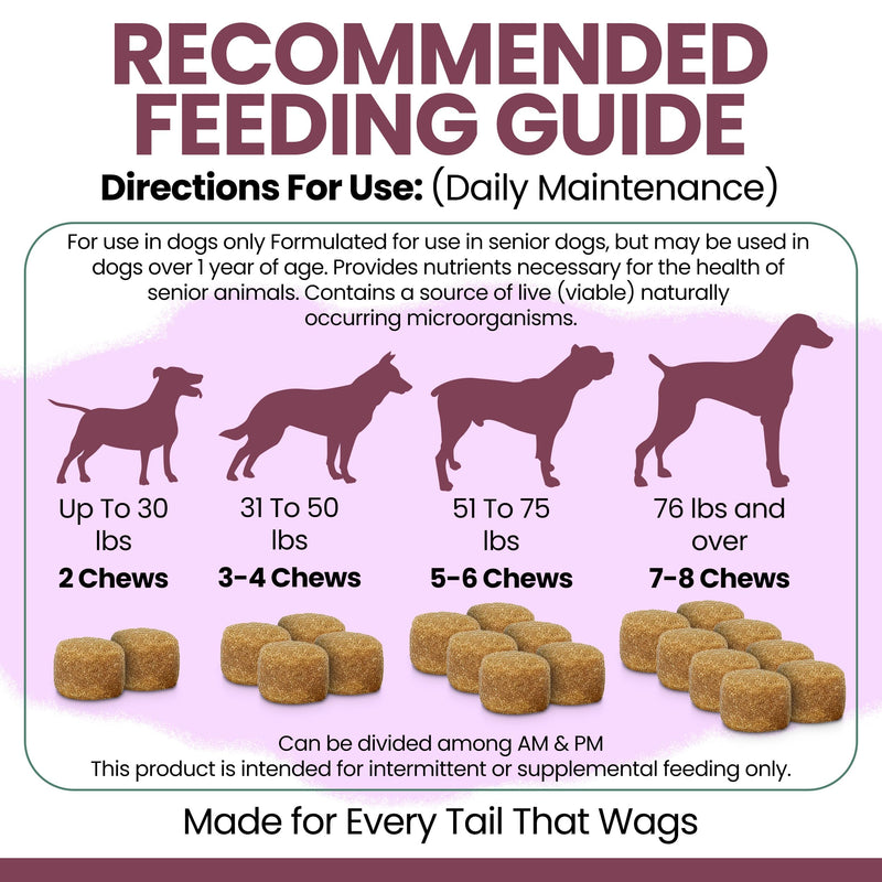 12-in-1 Multivitamin for Senior Dogs - 60 Senior Dog Vitamin and Supplement Soft Chews for Hip and Joint - Advanced Formula with Glucosamine, Omega 3,6,9, Vitamins, Probiotics - Made in the USA 60 Count