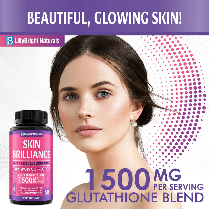 Glutathione Capsules - 1500mg Blend with L-Glutathione & Ginger, 60 caps | Beauty & Skin Support* Supplement - Supports Healthy & Radiant-Looking Skin*