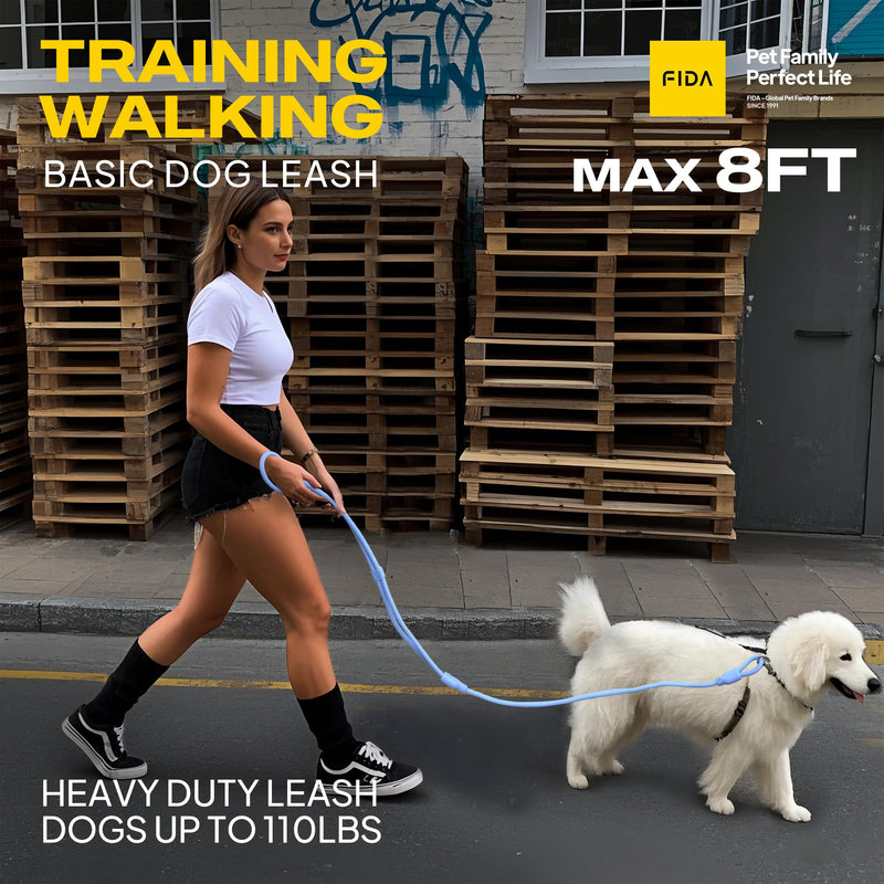 Fida Hands Free Dog Leash for Small Dogs, Adjustable Crossbody/Waist Leash for Small/Medium/Large Dogs, Waterproof Hands-Free Dog Leashes for Running, Walking & Training(S, Blue) Light Blue S/M(8ft-1/4in)