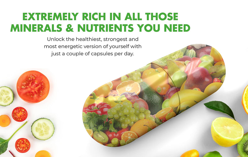 Nature's Core Fruit and Veggie Supplement - 360 Capsules - 100% Whole Super Fruit and Vegetable Vitamin, Made in USA, Soy Free, Vegan, Capsule Form - 90 Count (Pack of 4)