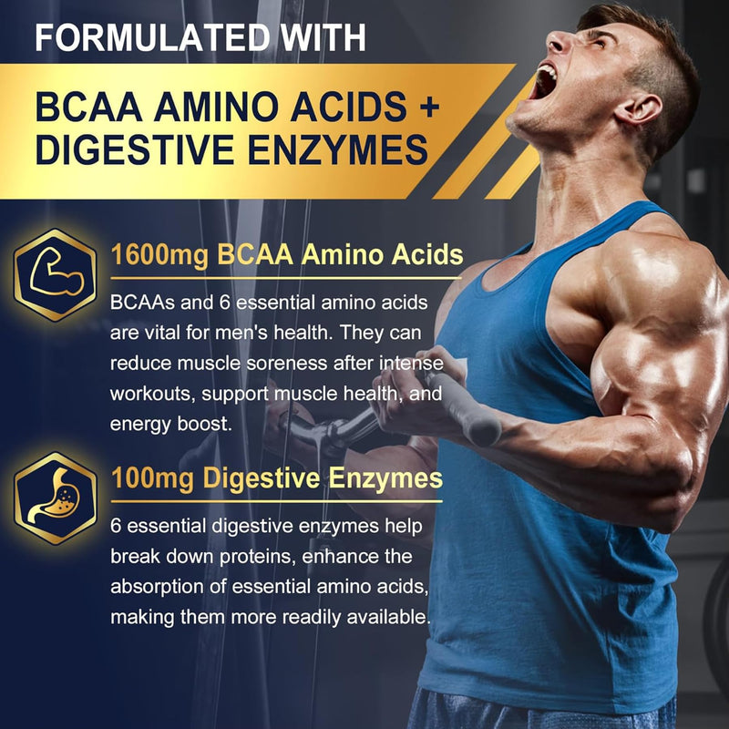Methylated Multivitamin for Men Gummies with BCAA Amino Acids, Zinc, Biotin | Daily Vitamin A C D3 E K2 B Complex, Calcium, Lycopene, Digestive Enzymes - Energy, Immune, Muscle - Sugar Free Vegan, 120Cts 60 Count (Pack of 2)