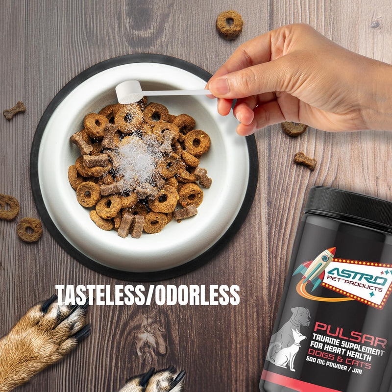 AstroPet - PULSAR - Taurine Supplement - For Dogs & Cats - Supports Heart Health - 100% Pure Human-Grade Taurine - Vision, Digestion, Immune & Overall Health Support - Made in USA - Powder - 500 Grams
