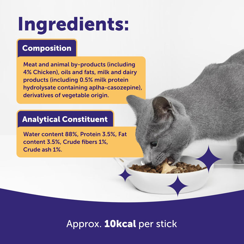 Happy Snack by FELIWAY Delicious Calming Creamy Cat Treats, 24 snack sticks - Helps cats feel calmer and promotes bonding Chicken 1 x 24 Pack