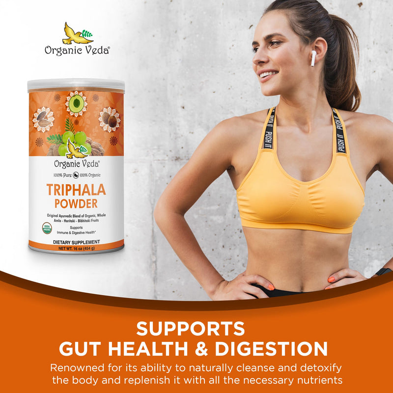 Organic Veda Triphala Powder with Amla, Haritaki, Bibhitaki Fruits - 100% Natural Ayurvedic Triphala Powder - Improves Immune Support, Digestion, Colon Cleanse, Skin Health - Vegan, Non-GMO - 16oz - BeesActive Australia