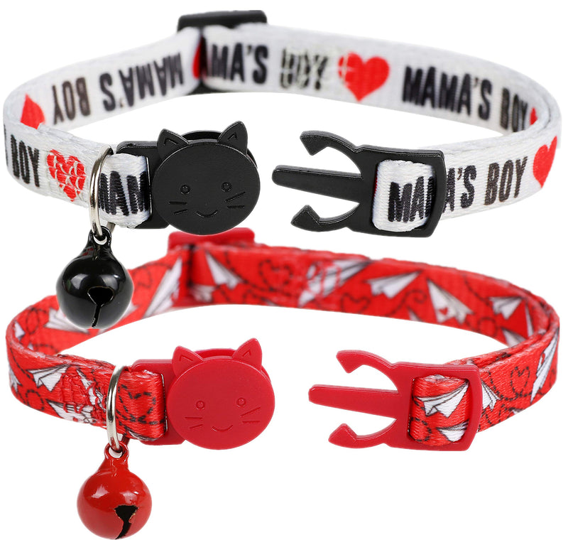 BoomBone 2 Pack Valentines Day Cat Collar Breakaway,Safety Adjustable Collars with Bell for Kitten - BeesActive Australia