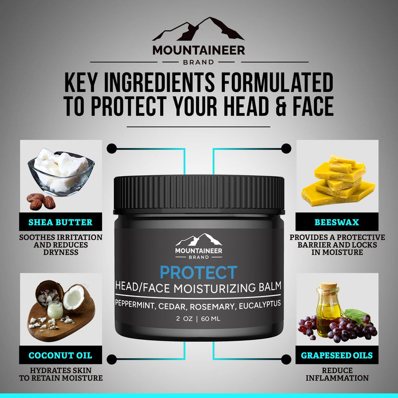 Mountaineer Brand Natural Moisturiser with Fresh & Natural Scent | Bald Head Care for Men | Non-Greasy Scalp and Face Balm | Made in West Virginia | Protect | 2 Pack | 2oz Step 4 - Moisturize (2 Pack) - BeesActive Australia