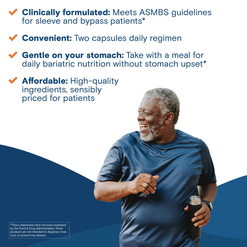 Bariatric Fusion Bariatric Multivitamin Without Iron | Post Bariatric Surgery Patients | Iron Free Bariatric Vitamin for Gastric Bypass and Sleeve Gastrectomy | 60 Capsules | 1 Month Supply 2 Per Day - 1 Month Supply