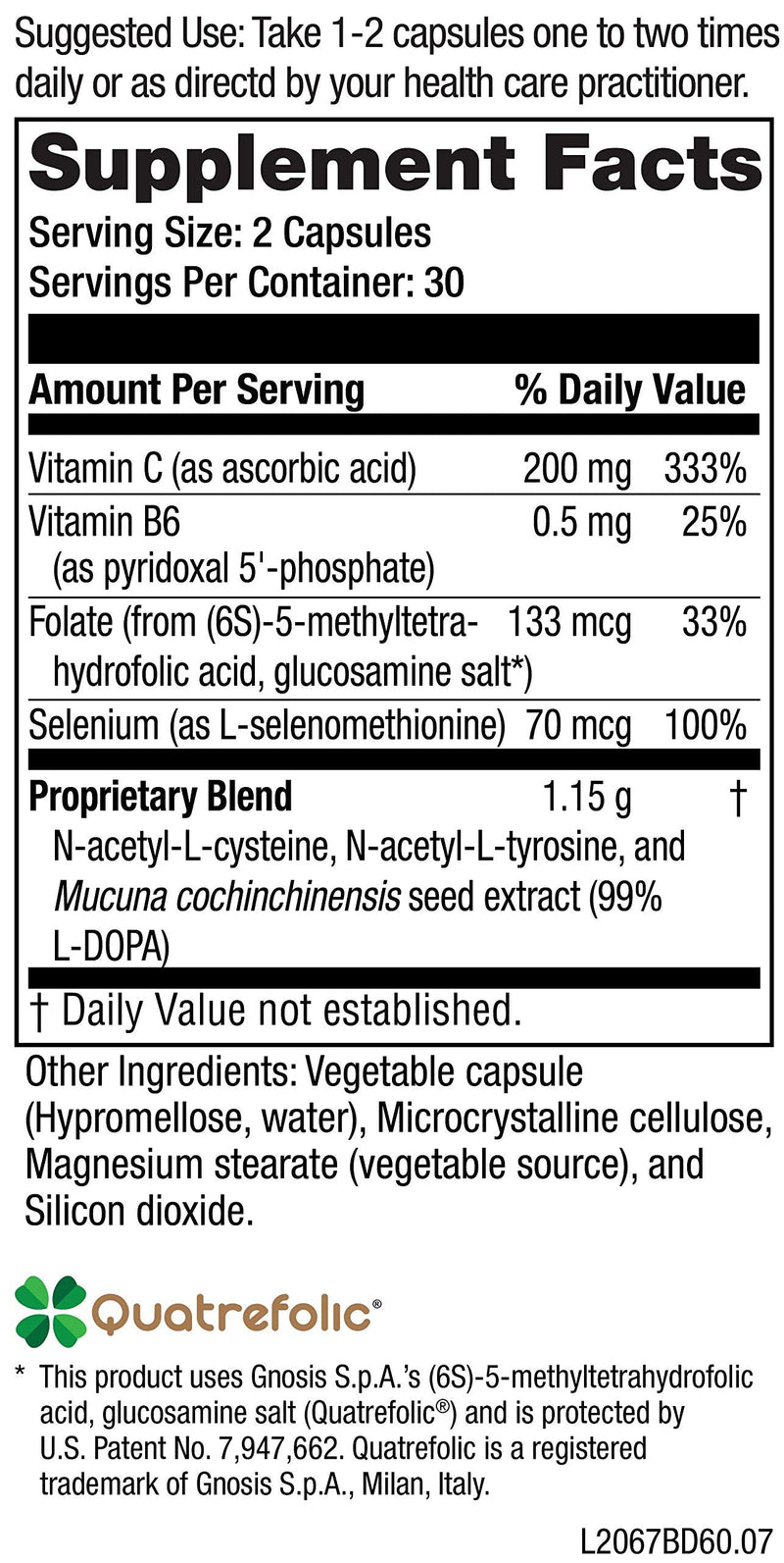 NeuroScience Balance D - Mood Support Supplement for Energy, Focus & Brain Health - Vitamin B6, Folate & More - Aid Dopamine Synthesis for Healthy Craving Control & Cognition (60 Capsules)