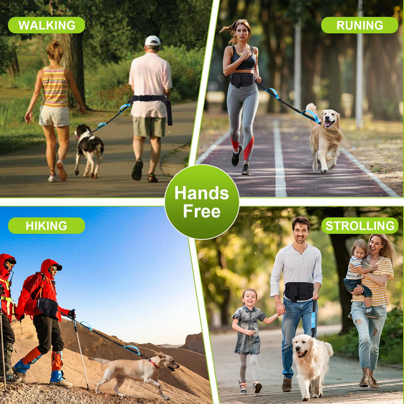 Hands Free Dog Leash, Waist Leash for Dog Walking, Running, Jogging, Waist Leashes with Adjustable Belt, Medium & Large Dogs Running Leashes Hands Free, Dual Padded Handles and Durable Bungee(Blue) Blue For 1 Dog - BeesActive Australia