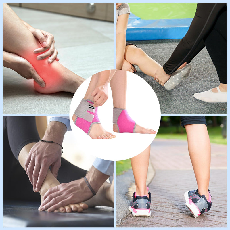 Kids/Youth Ankle Brace, Adjustable Breathable Ankle Support Plantar Fasciitis Compression Sleeve Foot Brace Heel Protector Wrap for Protection Tendonitis & Sprain Ankle Pain Relief（Rose,S Small Rose - BeesActive Australia