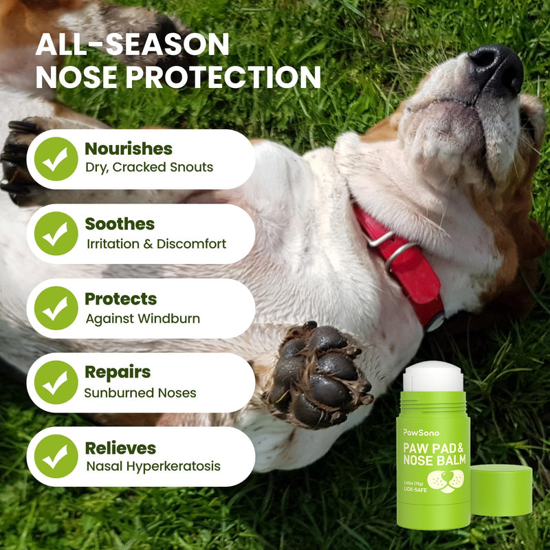 PawSono Lick-Safe Dog Paw & Nose Balm with Coconut Oil | All-Natural Moisturizer & Soother for Dry, Cracked Pads & Snout | Heat & Cold Pavement Protection Wax | Horse Hoof, Joint Care (2.6 oz) 2.6 oz