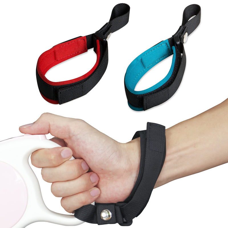 Hands Free Dog Leash Wrist Safety Strap, 2 Pack Soft Comfortable Diving Fabric Dog Leash Wrist Strap for Safe Walking (Blue & Red) Blue & Red