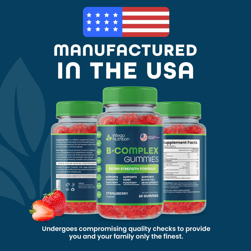 Vitamin B Complex Gummies for Women, Natural Strawberry Flavor - 60 Count | B Complex Vitamins For Women - Helps Support Daily Energy & Brain Function* - 30 Servings, Easy To Take Every Morning 60 Count (Pack of 1)
