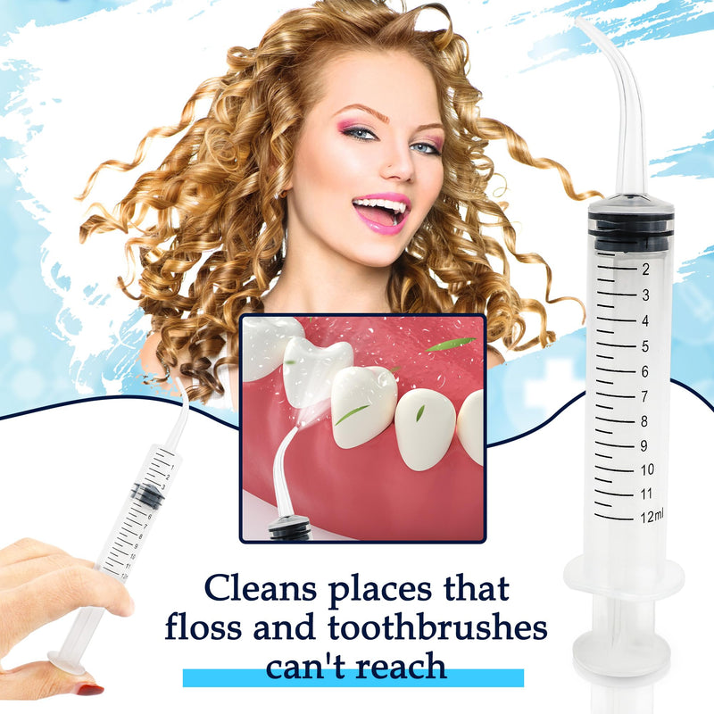 100 Pcs 12ml Plastic Syringes with Curved Tip and Straight Tip Disposable Irrigation Syringe with Measurement Dispensing Syringe Tools for Oral Care Animal Feeding - BeesActive Australia