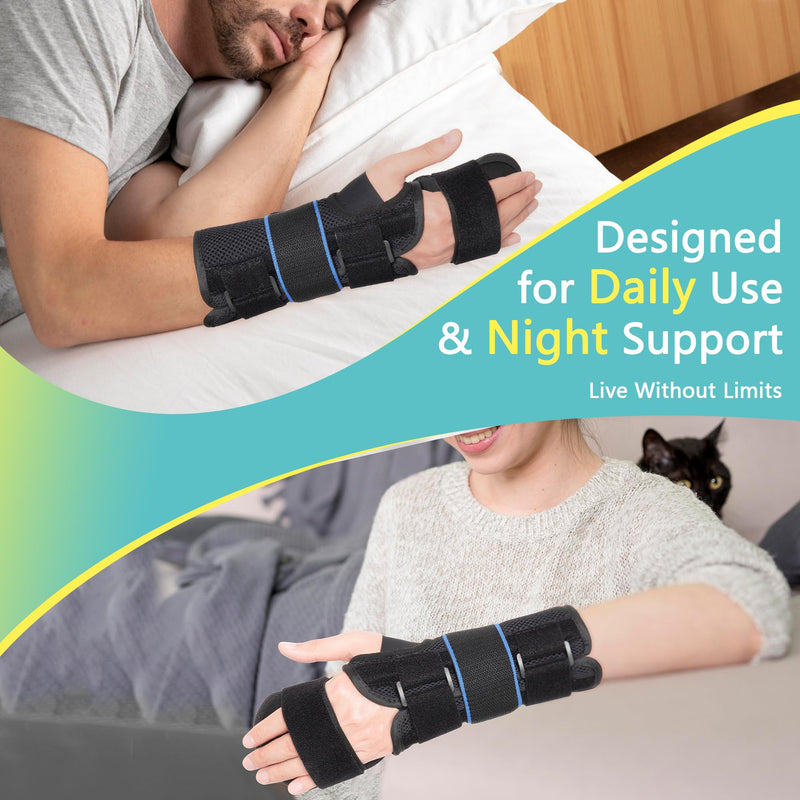 Resting Hand Splint, Stroke Hand Wrist Brace for Carpal Tunnel Night Support, Pain Relief for Stroke Recovery, Flexion Contractures, Arthritis, Tendonitis, Right Hand, Black, L