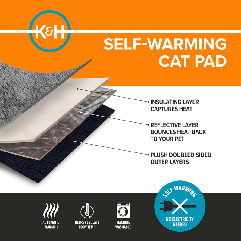 K&H Self-Warming Cat Bed Pad + Comfort Zone Cat Calming Pheromone Spray Bundle - Includes Self Heating Mat for Indoor Pets and Calming Spray, 60ml - Reduce Stress During Travel, Vet Visits & Home