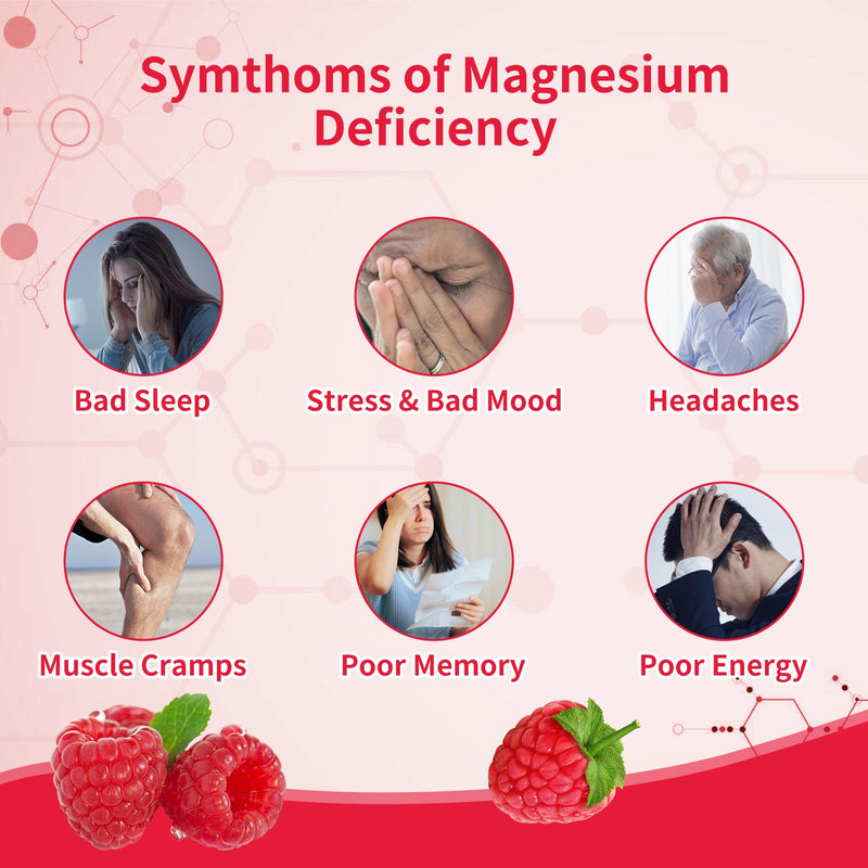 90 CT Magnesium Glycinate Gummies 1000mg - Sugar Free Magnesium Potassium Supplement with Vitamin D, B6, CoQ10 for Calm Mood & Sleep Support - 90 Raspberry Gummies 90 Count (Pack of 1)