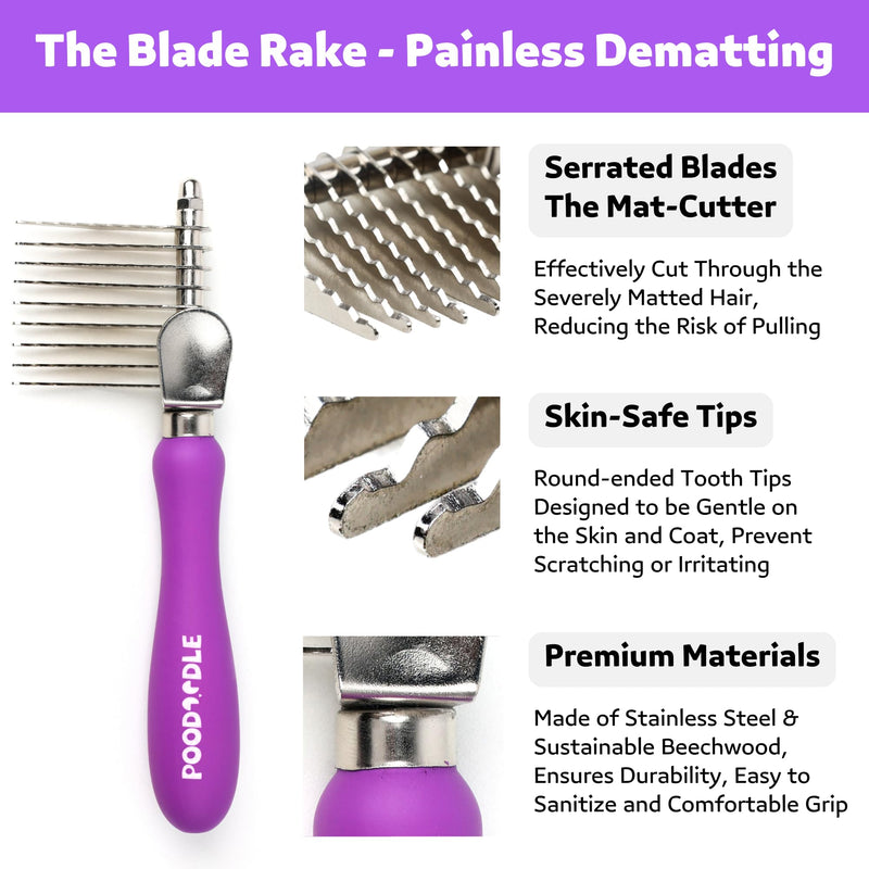 Pain-Free Dematting Comb Kit for Dogs & Cats, Dematting Rake & Detangling Dual-Side Comb Set, Dematting Brush for Dogs & Cats, Pet Grooming Tools Kit for Poodle Doodle & All Long Haired Pets - BeesActive Australia