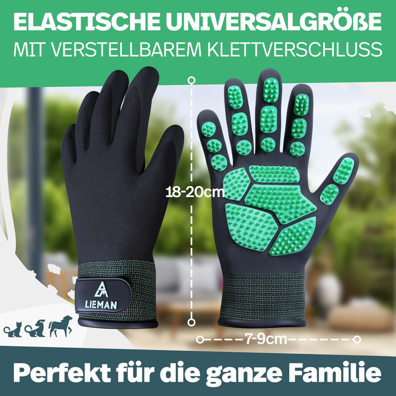 LIEMAN® Grooming Glove for Cats & Dogs - One Size - With Improved Quality - Individual Fit Thanks to Adjustable Velcro Fastener - Unique Grooming Glove (1 Pair) - BeesActive Australia
