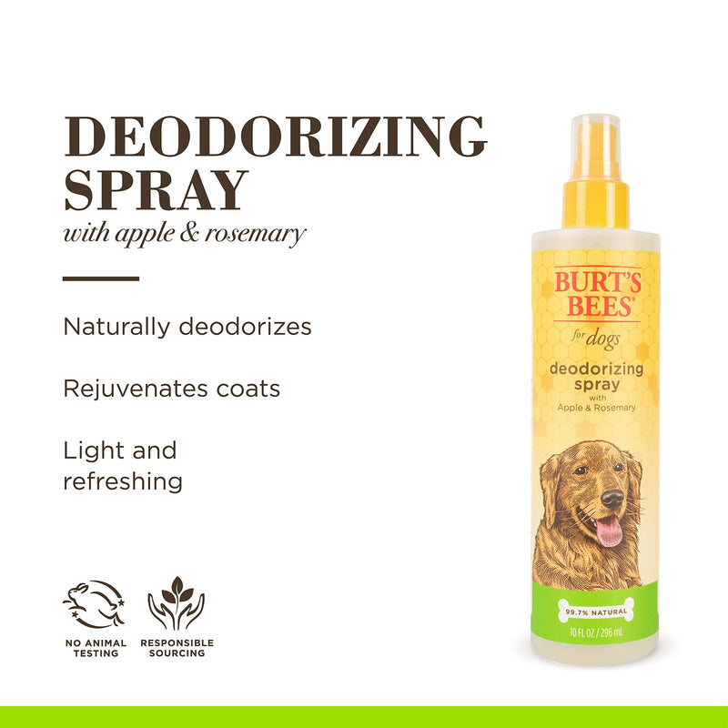 Burt's Bees for Pets Deodorizing Spray for Dogs with Apple and Rosemary, 99.7% Natural Origin Formulas, Waterless Dog Shampoo - Gentle Dry Shampoo for Dogs, Best Dog Shampoo, 10 oz Unscented 10 Fl Oz (Pack of 1) - BeesActive Australia