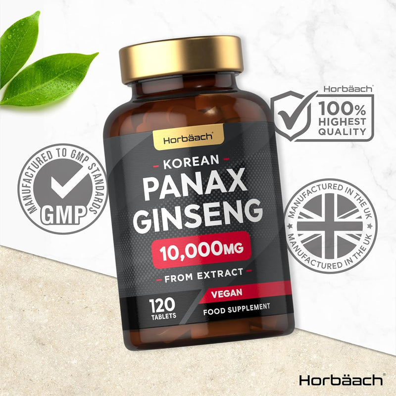 Panax Ginseng Capsules High Strength | 6000mg Korean Ginseng Extract | Suitable for Vegans & Vegetarians | by Horbaach - BeesActive Australia