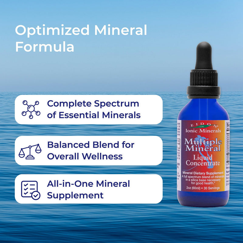 Eidon Ionic Minerals - Multiple Minerals Supplement, for Men & Women - 2 oz | Trace Mineral Drops for Water, Zinc, Potassium, Chromium, & Magnesium, Natural Liquid Vitamins, Sugar Free & Bioavailable 2 Fl Oz (Pack of 1)